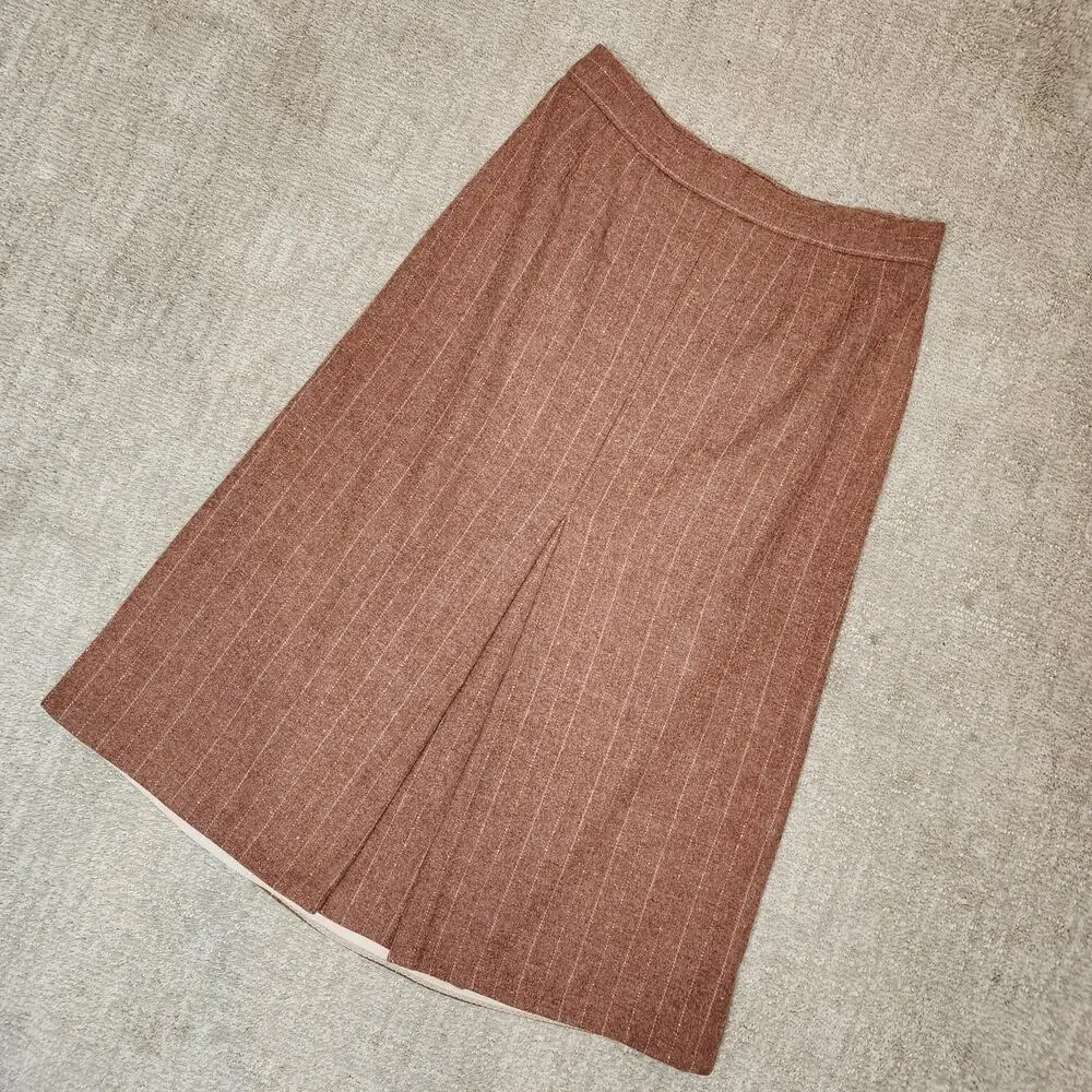 Vintage Orange Wool A Line Striped Skirt Women's Size XS Small